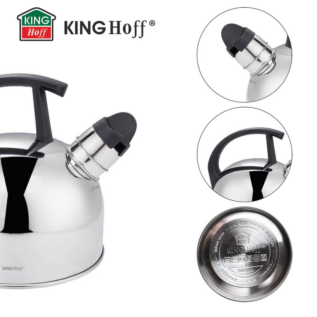 CZAJNIK 1,5L Z GWIZDKIEM KINGHOFF KH-1896 SREBRNY